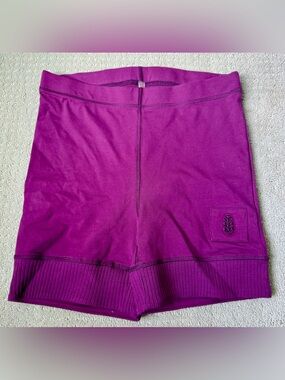 Free People Magenta High-Rise Ribbed Hem Athletic Shorts